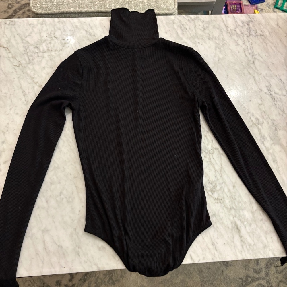 Free People black turtleneck fitted bodysuit